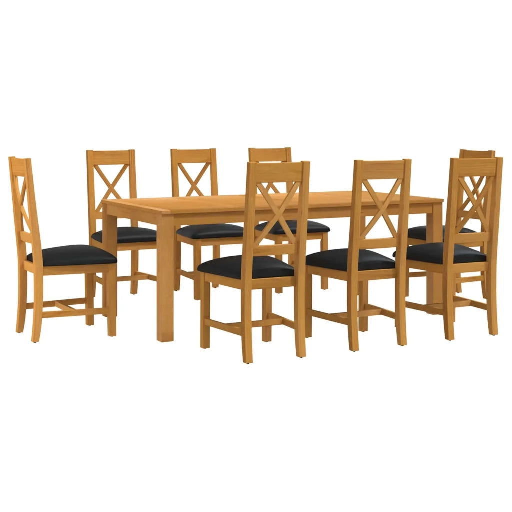 Set da pranzo 9 pz Nero Legno di Quercia Massello 3430418