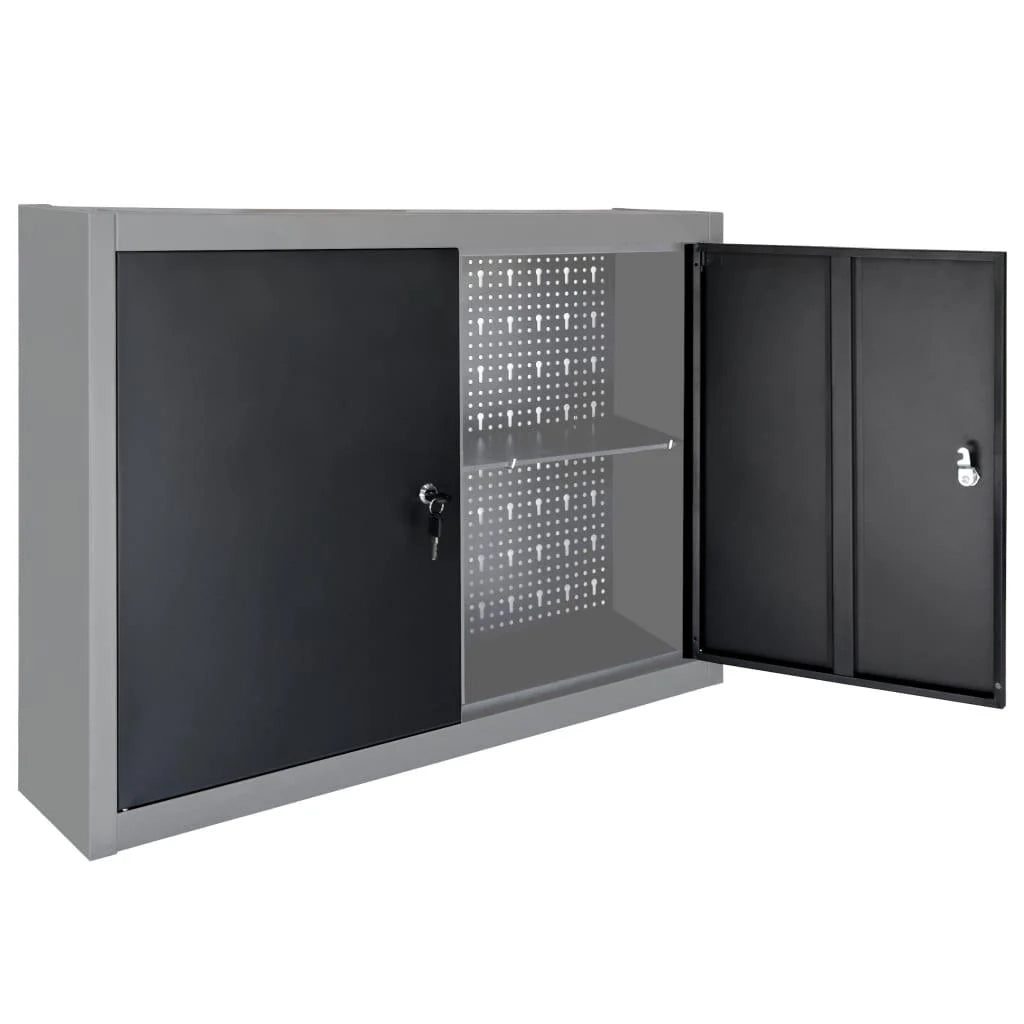 Armadio portautensili a parete armadio portautensili organizer portautensili portautensili pinze martelli 80 cm metallo grigio e nero 02_0003808