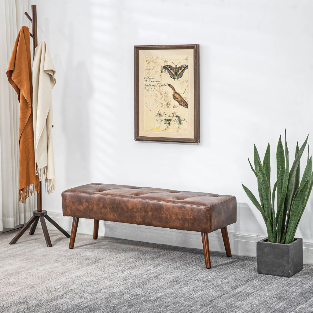 Piedi letto pouf con cuscino ¨C zephmum ¨C marrone legno 114x38x42 cm
