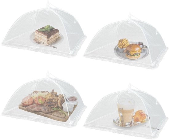 Set di 4 contenitori alimentari – 12 pollici reticolo di seta pieghevole – pieghevole e riciclabile per picnic, barbecue, campeggio e outdoor – Schermo protettivo per tende alimentari esterne