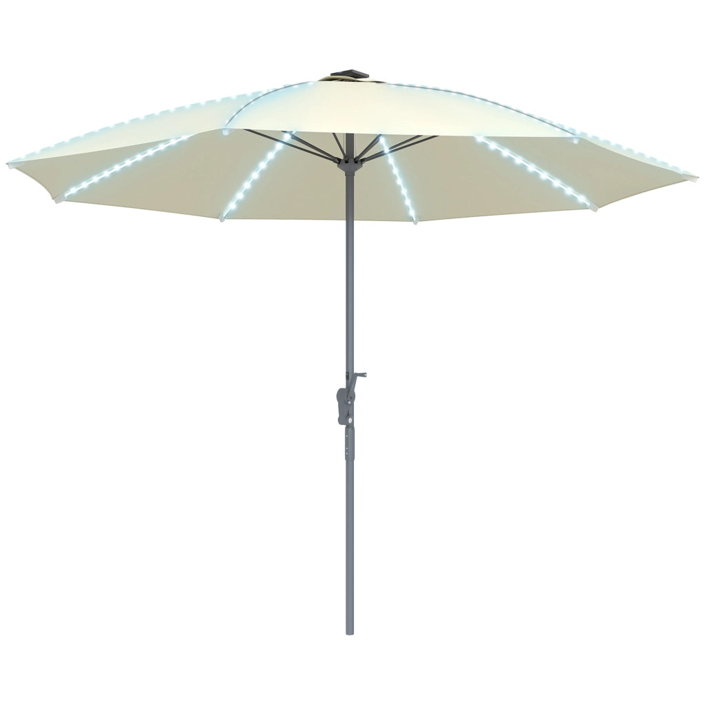 Ombrellone da Giardino con Luci LED e Manovella ¨C Zephmum ¨C Crema ?300x256 cm