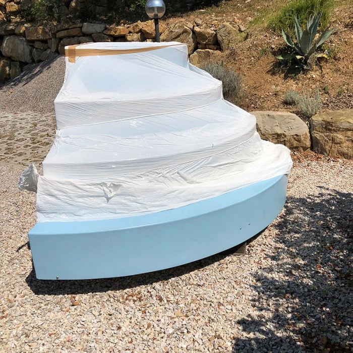 Scala interna per piscina ad angolo curvo h 1,25 m con 4 scalini per posa su liner