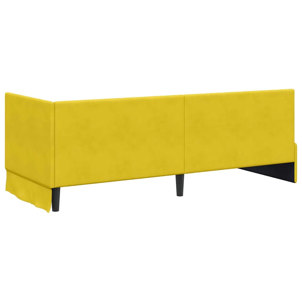 Letto singolo | Letto per adulti | Cornice del letto ad angolo Giallo 80 cm x 200 cm Velluto