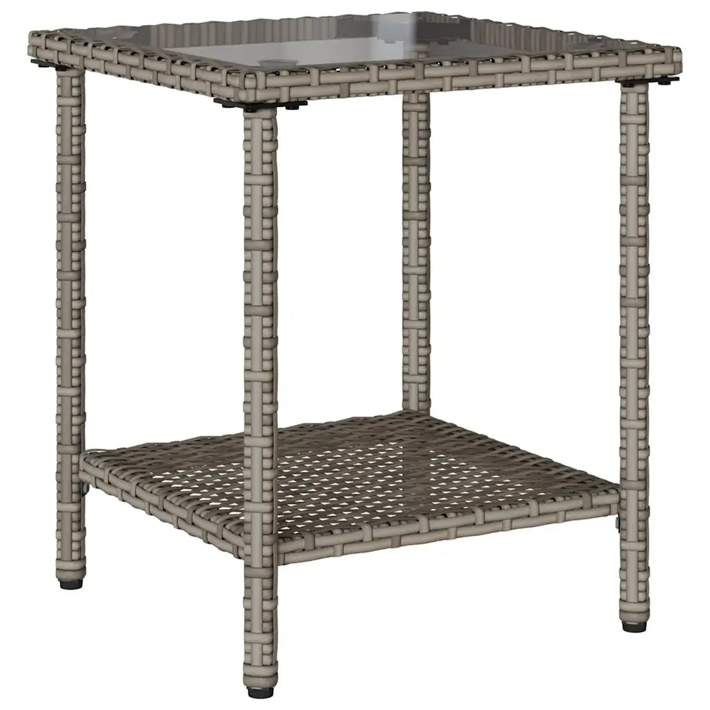 Divano da Giardino con Tavolo e Cuscini a L Grigio Polyrattan 4103879
