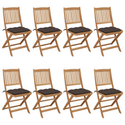 Sedie da Giardino Pieghevoli 8 pz con Cuscini Massello Acacia cod mxl 23940