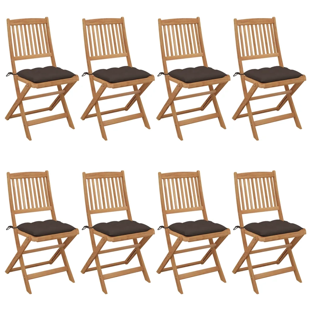 Sedie da Giardino Pieghevoli 8 pz con Cuscini Massello Acacia cod mxl 23940