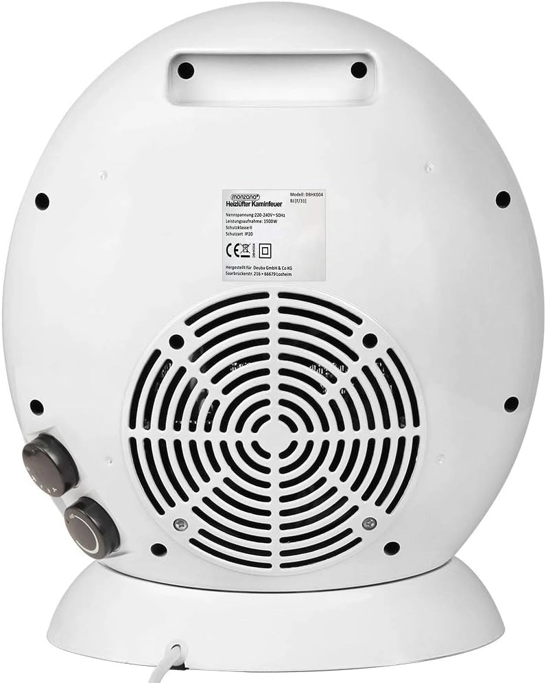 ® Camino Elettrico con Effetto Fiamma 1500W Ruotabile Termoventilatore Effetto Camino Portatile Caminetto Elettrico LED 2 Impostazioni di Calore