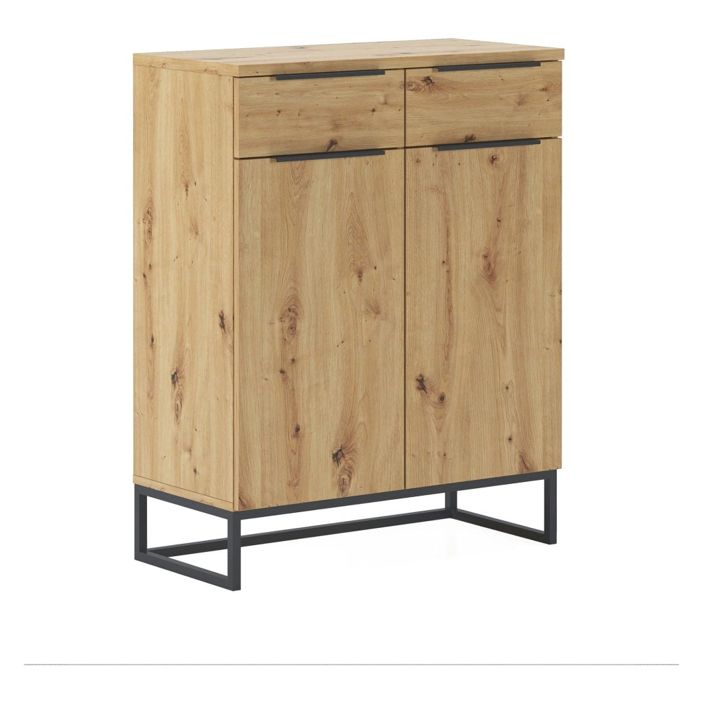 Madia Fiastrone, Credenza 2 Cassetti, 78x37x99h cm Marrone Rovere Nodi