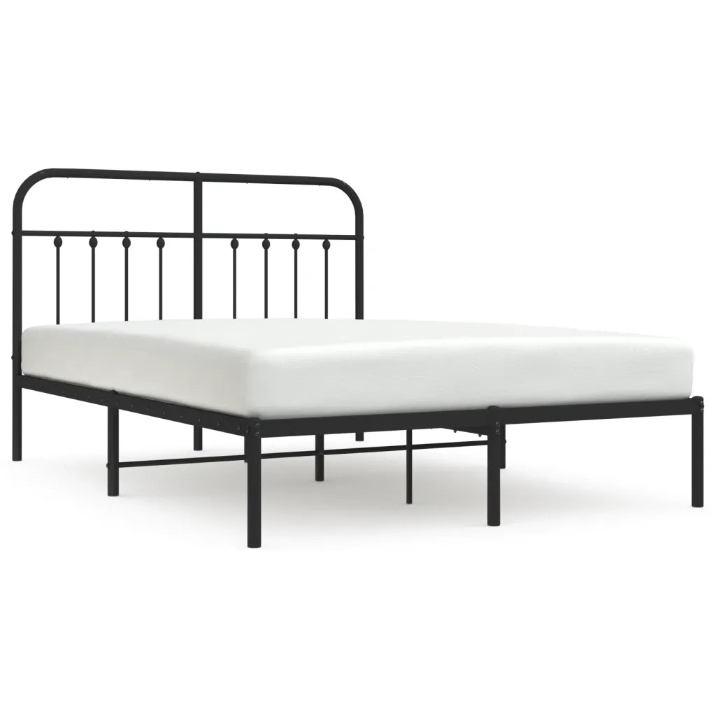 Giroletto con Testiera-Struttura Letto con testiera in Metallo Nero 140x200 cm 388992