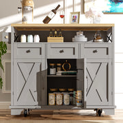 OKWISH Carrello da cucina con 3 cassetti e vano contenitore, piano ribaltabile, portaasciugamani e ruote, 118×43×98 cm
