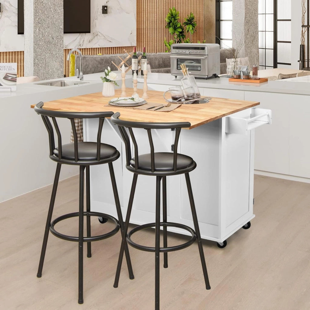 Carrello da Cucina con Pannello Pieghevole Portato fino a 50 kg, Isola da Cucina 43x136x91cm, Carrello Portaoggetti in Legno con Ruote, Multifunzione e Grande, Nero (Bianco)
