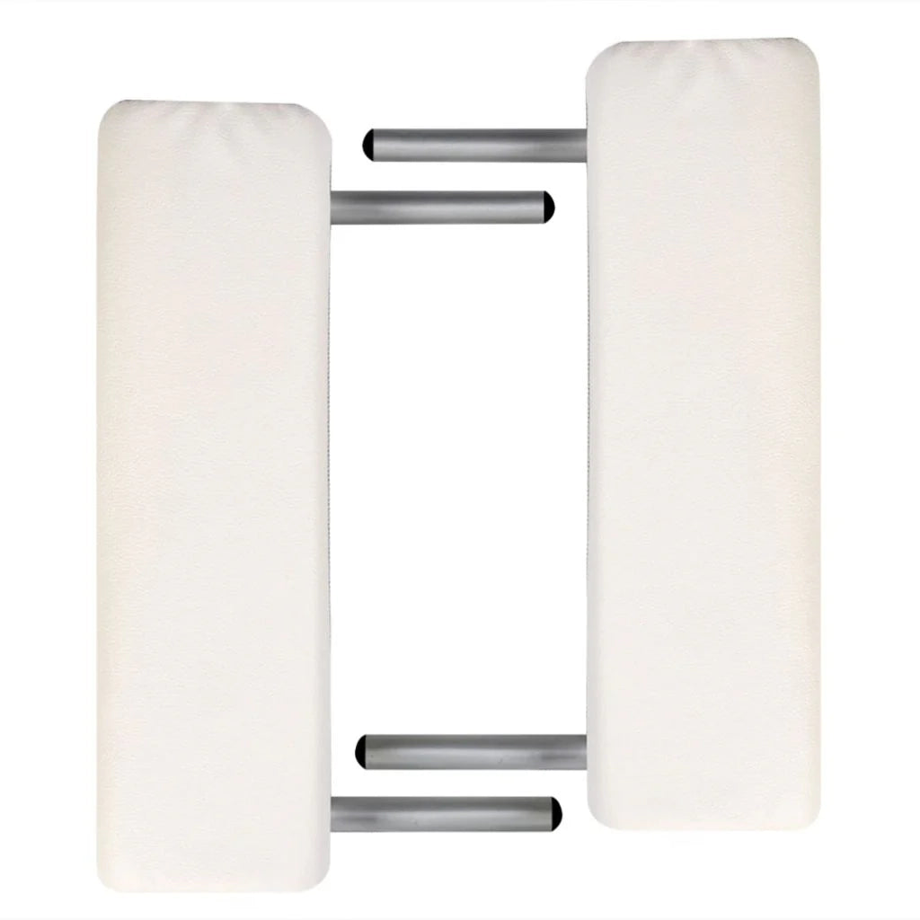 Lettino da massaggio pieghevole a 3 sezioni struttura in acciaio inox bianco crema 02_0001876
