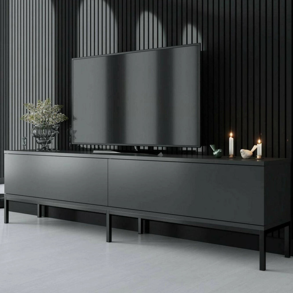 Espero, Mobile Porta tv Cassetti, 180x30x47h cm Nero Antracite