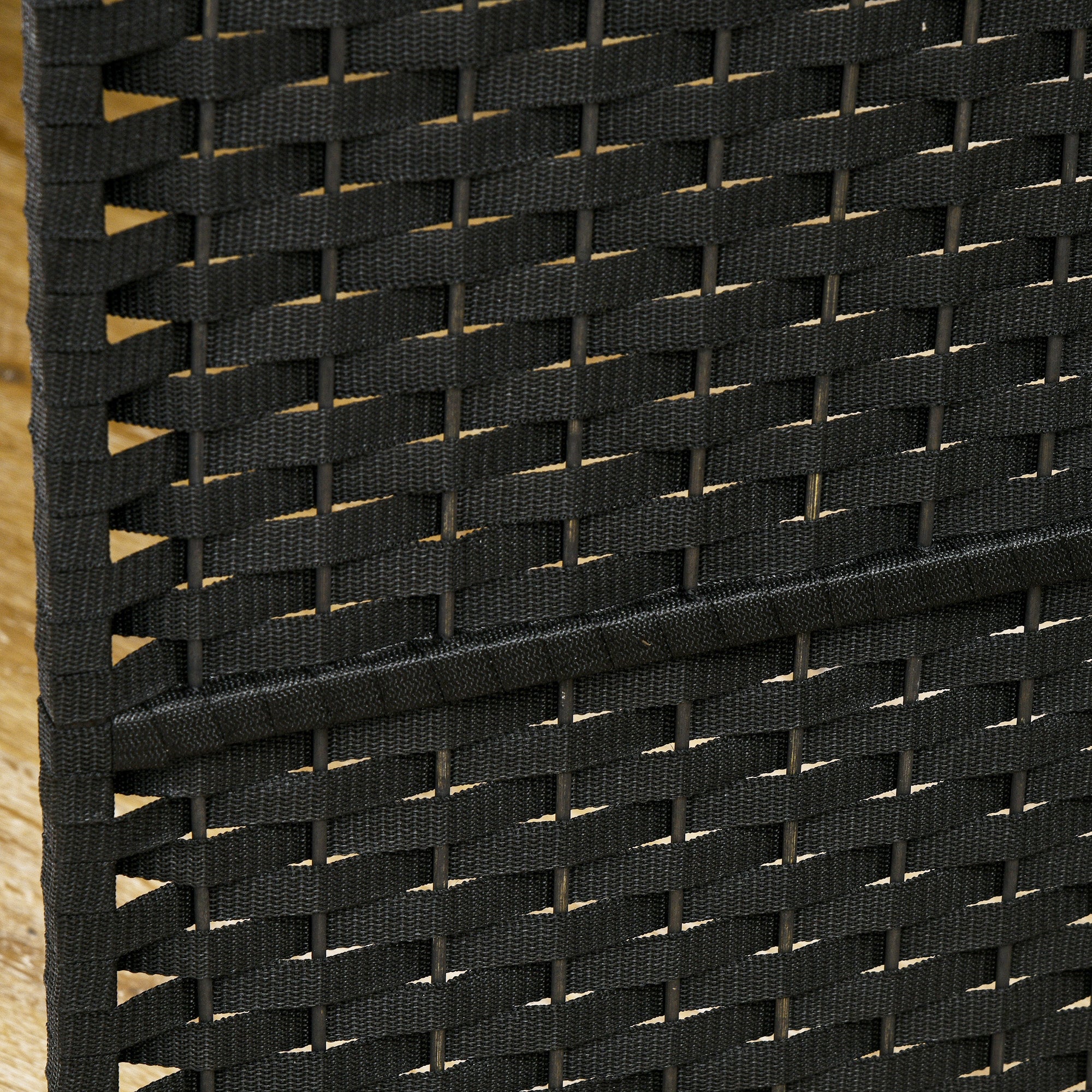Paravento Divisorio da Interni Pieghevole a 6 Pannelli Intrecciato 240x170 cm in Polipropilene Nero