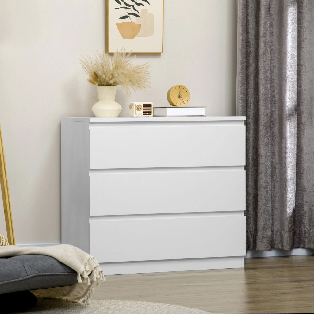 Cassettiera 3 Cassetti ¨C Zephmum ¨C Bianco Legno 80x39x73 cm