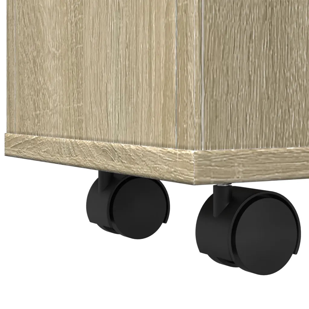 Mobile da Bagno Stretto con Ruote Rovere Sonoma in Truciolato