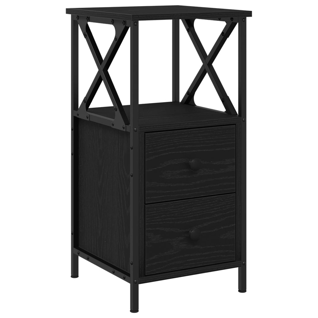 Comodini 2 pz Nero Rovere 34x35,5x70 cm Legno ingegnerizzato