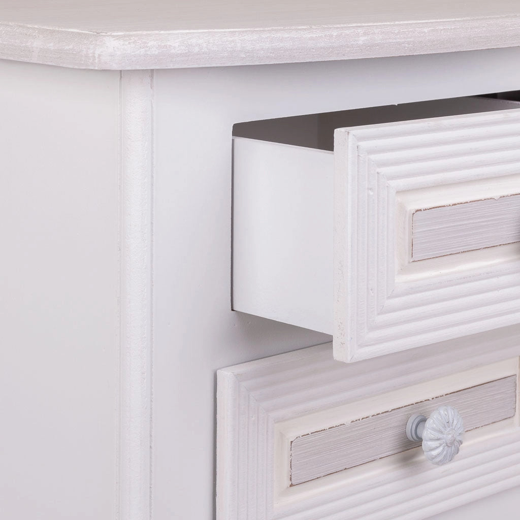 Comodino in legno con 2 cassetti bianchi 38x31,5x71.