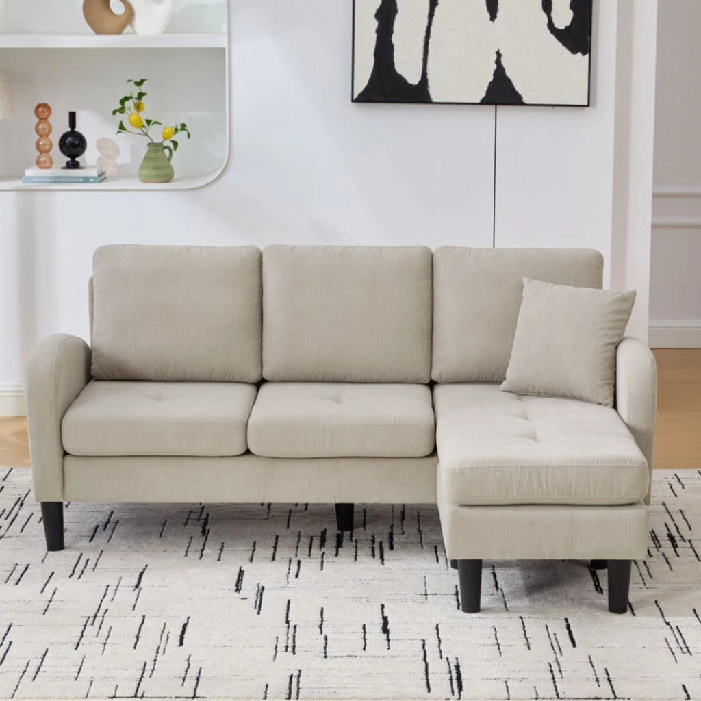 DIVANO Angolare Modulare con Chaise Longue 166 x 118 x 77 cm Corda Marrone Grigio