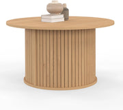 Tavolino rotondo JULIETTE 70 cm con doghe in legno color rovere