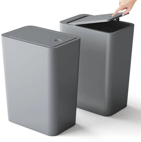 Set di 2 piccioni di spazzatura con coperchio a vite - 10 litri - Design spaziale per cucina, bagno e ufficio - Aromatizzante - Grigio