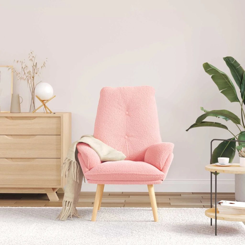 Poltrona | Sedia Relax Rosa 69 x 74 x 93 cm Tessuto Sherpa