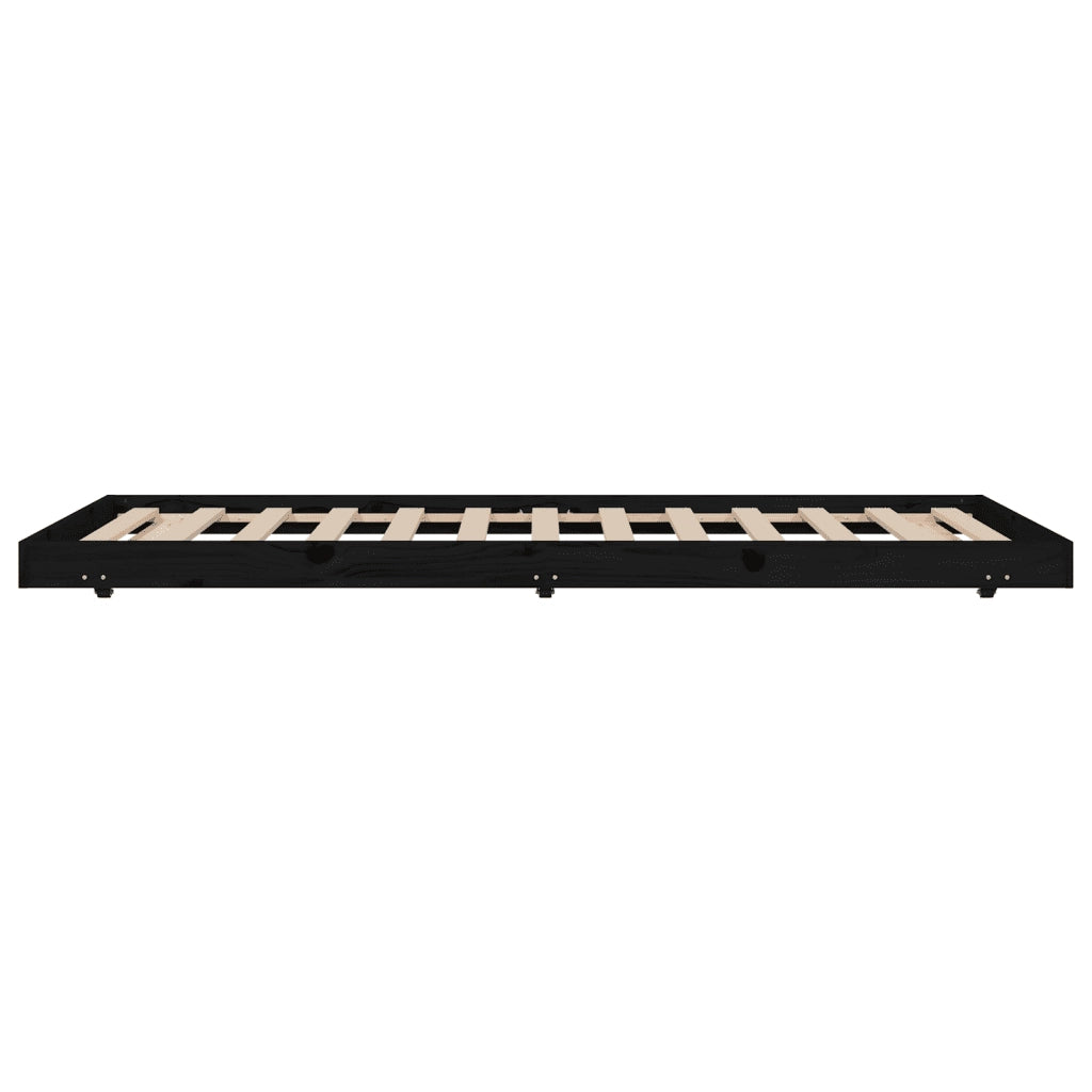 Letto singolo | Letto per adulti | Giroletto Nero 100x200 cm in Legno Massello di Pino