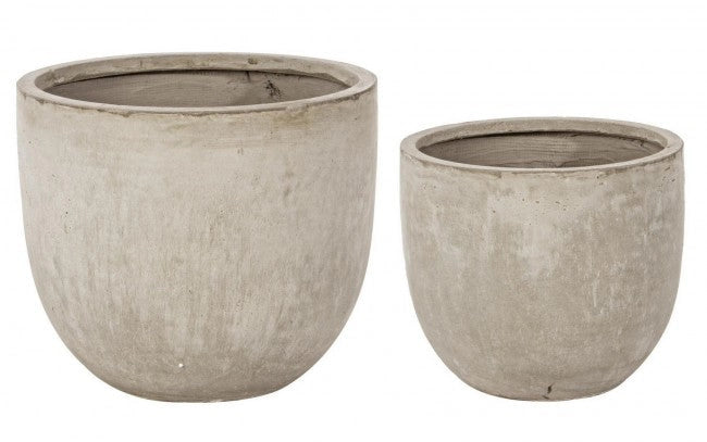 Set 2 Vasi Cement Basso Sabbia