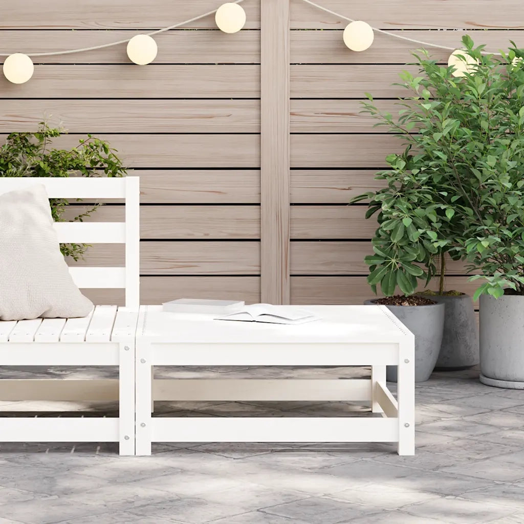 Sedia da giardino-Poggiapiedi da Giardino 70x70x30 cm Legno Massello Pino Bianco