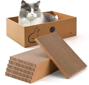 Pannello da gatto a doppia faccia con scatola, 6 pezzi. Pannello da gatto a doppia faccia per gatti, pannello da gatto a forma di foglio di cartone ondulato per gatti da interni, 37 x 27 x 13 cm