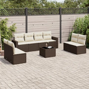Set Divani da Giardino 9pz con Cuscini Marrone in Polyrattan 3251200