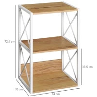 Mobiletto Scaffale per Soggiorno Cucina, Bagno 3 Ripiani Salvaspazio Legno 40x35x72.5cm