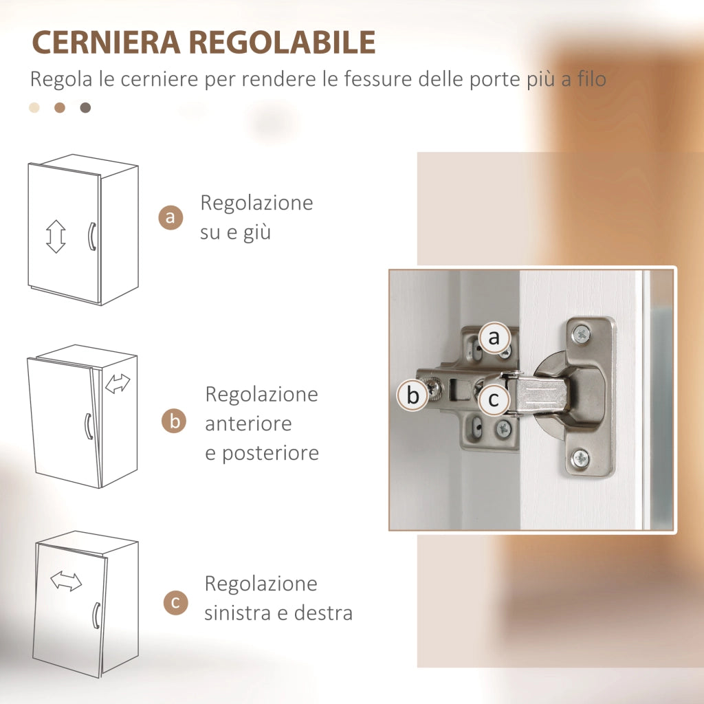 Credenza Moderna a 2 Ante con Mensole Regolabili in Legno e Vetro ¨C zephmum ¨C Bianco, 76x36x160cm