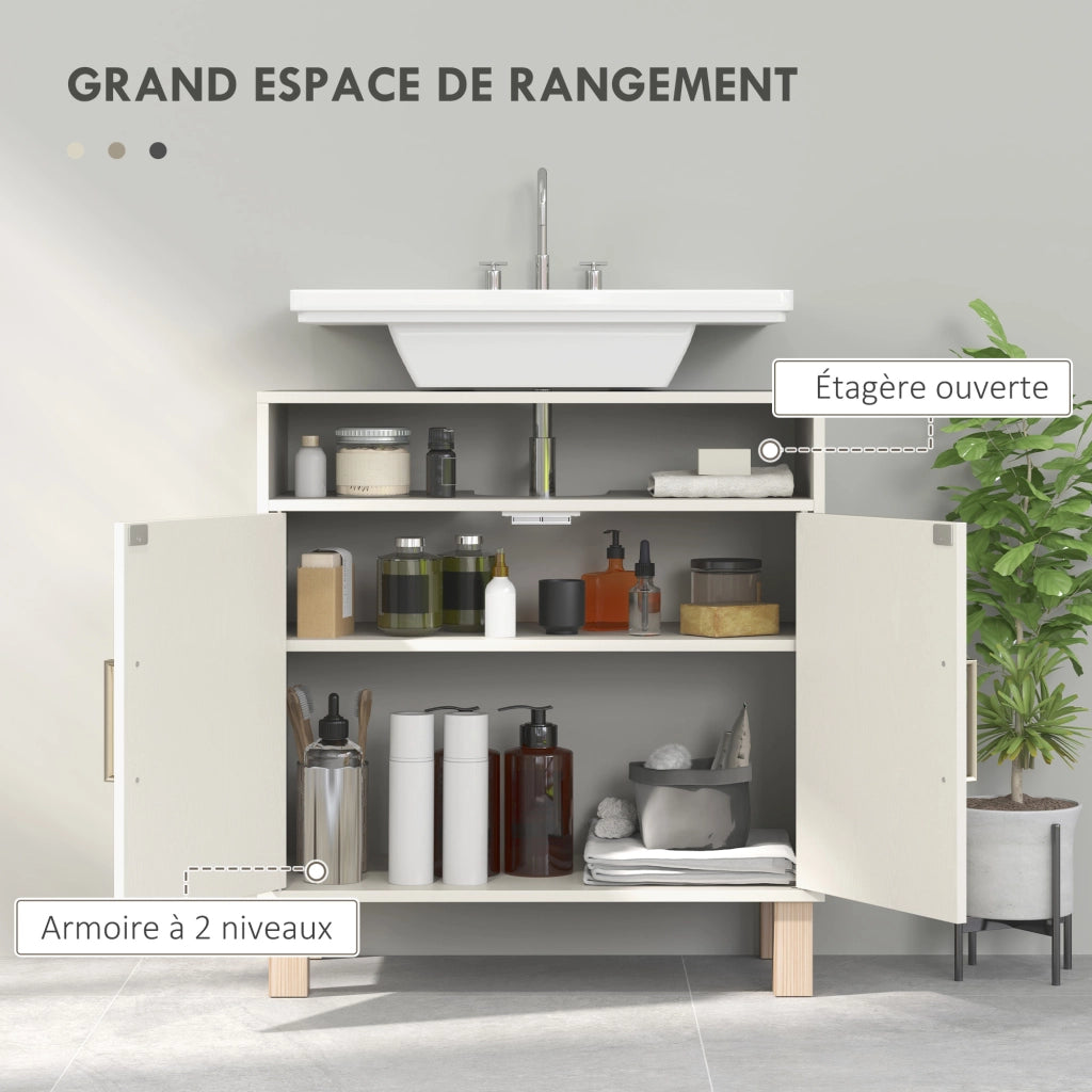 Mobile Sottolavabo Bagno ¨C zephmum ¨C Armadietto 2 Ante con Ripiano Regolabile 60x30x63 Bianco