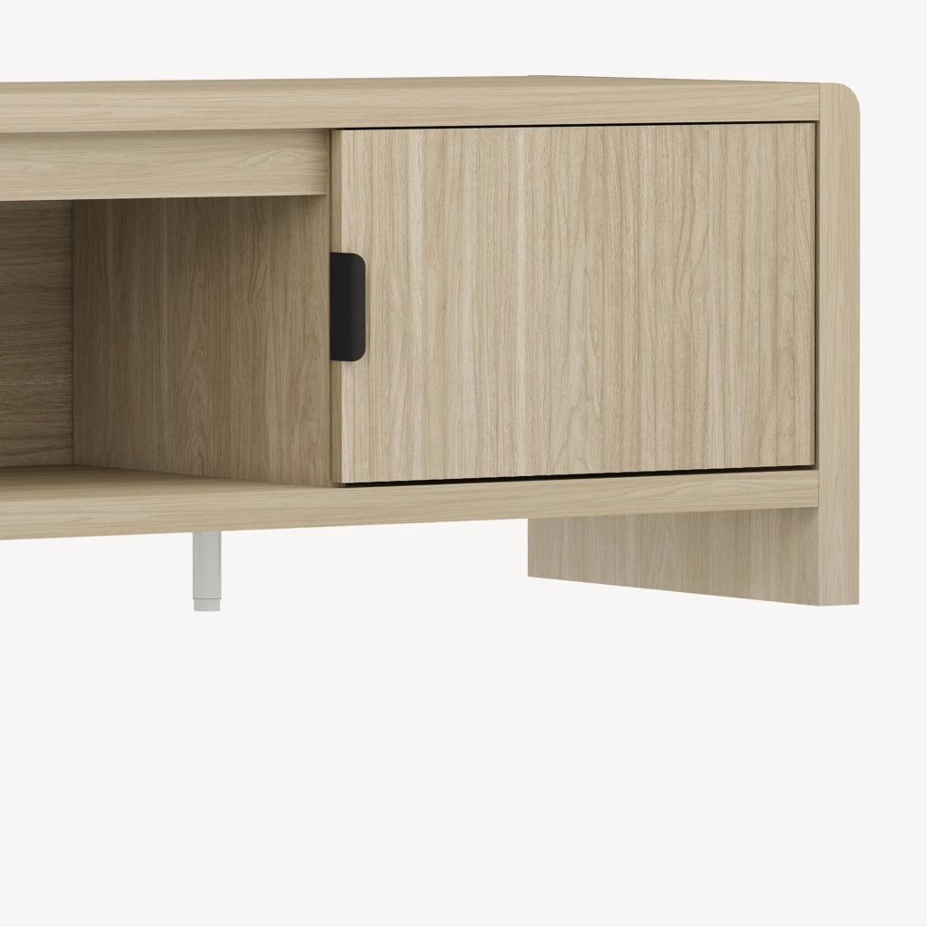 Mobile TV Lukkodso con 2 Ante e Vano Centrale Aperto 150x40x40 cm Effetto Rovere [en.casa]