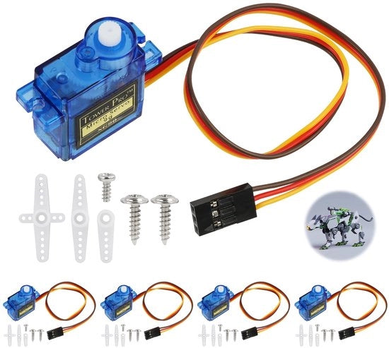 Set di Servomotori a 5 pezzi - Micro Servomotori 9G - Applicazioni RC - Controllo Preciso - Tempo di Risposta Velocissimo - Formato Compattito - Servo Micro