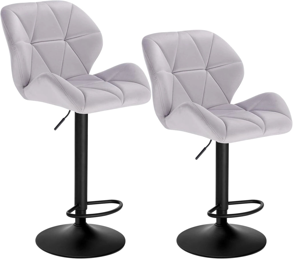 2X Sgabelli da Bar con Schienale Sedia Imbottita Regolabile in Altezza Lift Gas PU Marrone Scuro BH287dbr-2