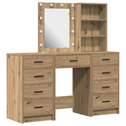 Toeletta | Tavolo da Trucco con cassetto 3 pz Marrone Legno multistrato