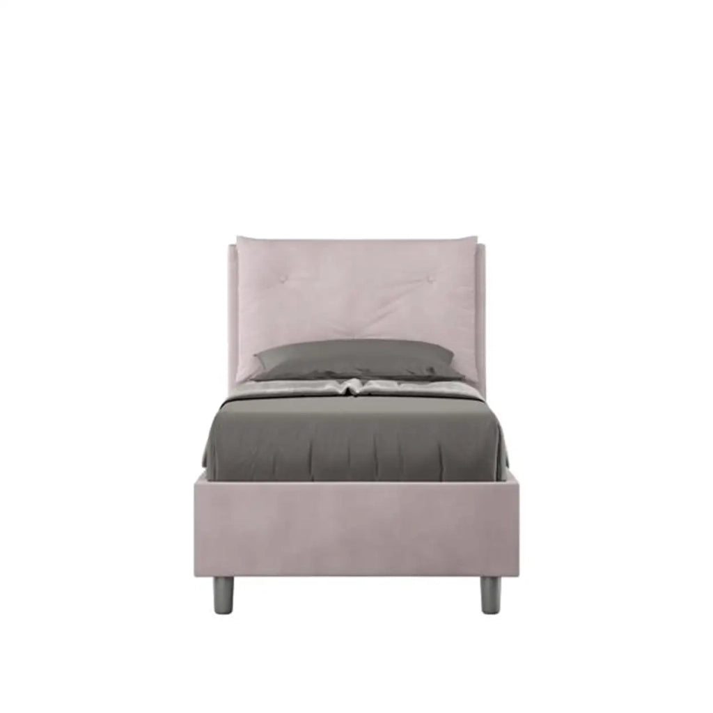 Letto singolo con rete imbottito 80x190 microfibra glicine Appia