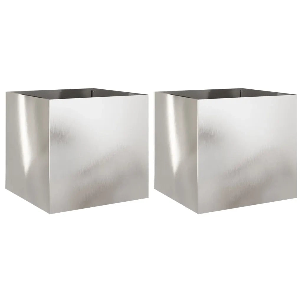 Fioriere 2 pz Argento 49x47x46 cm in Acciaio Inox
