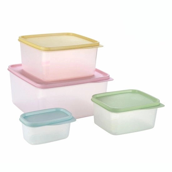 Contenitori alimentari con coperchio, impermeabili, a tenuta di aria, liberi da BPA, contenitori alimentari in plastica trasparente, progettazione nidificabile spazievendente, 453 ml, 453 ml, 765 ml, 2381 ml