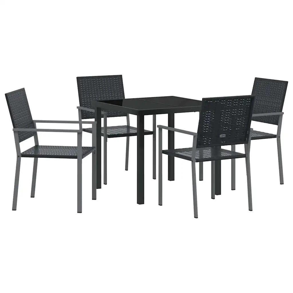 Set da Pranzo per Giardino 5 pcs Nero Rattan in PE 3379080