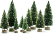 Mini alberi di Natale in miniatura con neve artificiale e gelo - pennello per alberi di Natale per decorazione DIY (3 misure, verde)