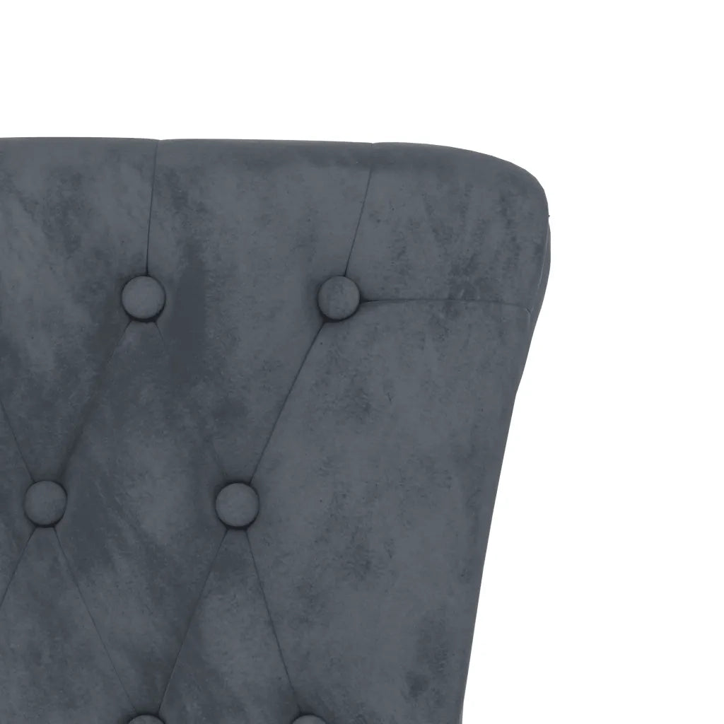 Poltrona | Sedia Schienale Alto Design con Bottoni in Velluto Grigio Scuro