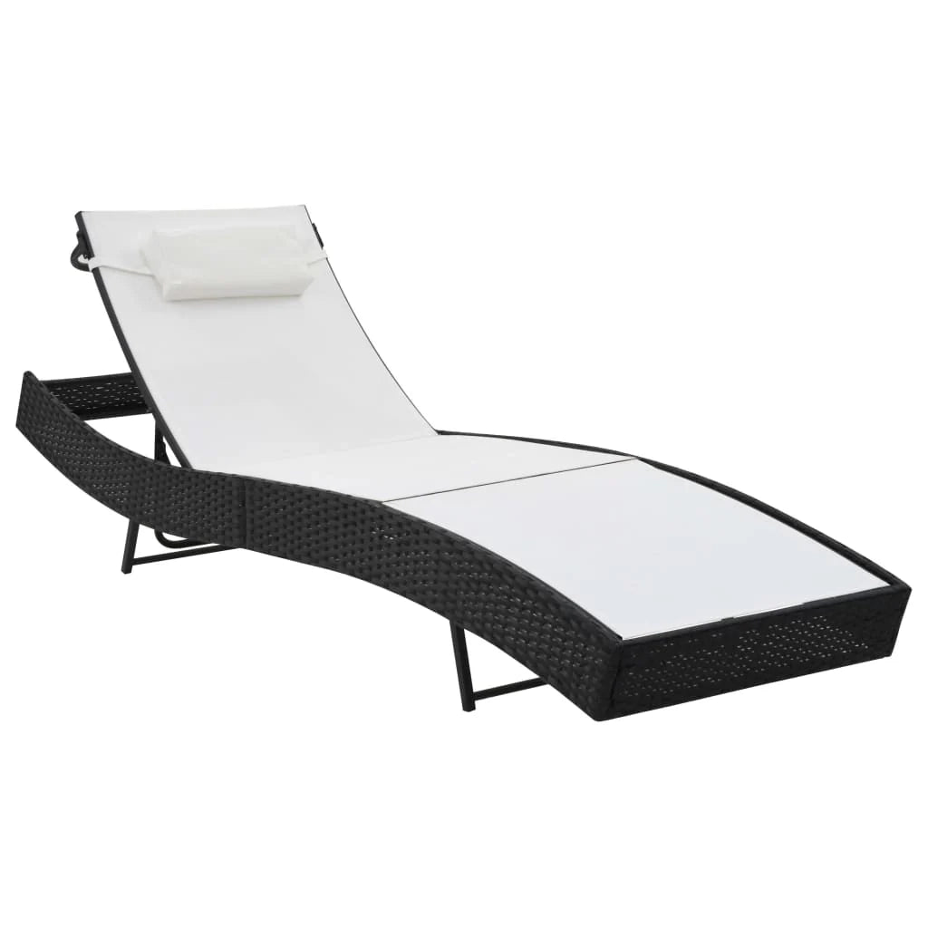 Set di 2 lettini prendisole sedie a sdraio lettini prendisole lettini da giardino mobili da giardino e tavolo in resina intrecciata nera e textilene 02_0012146