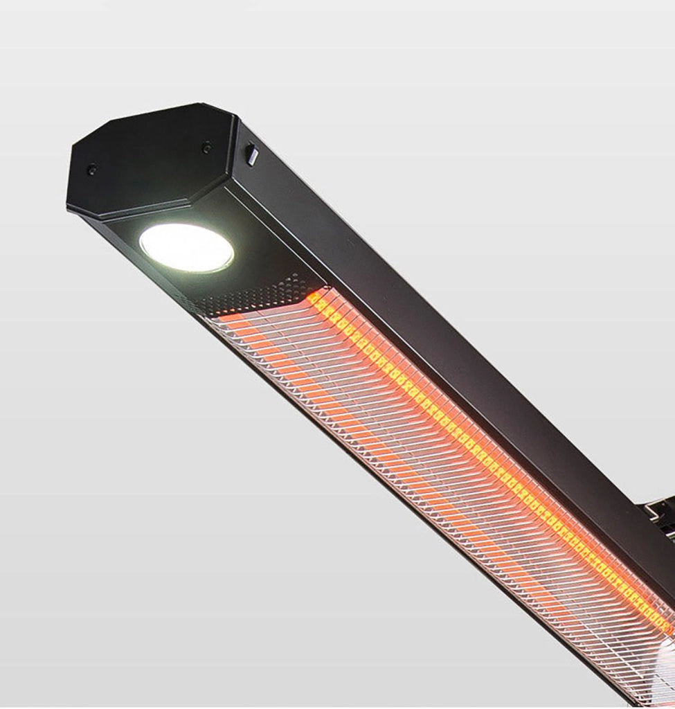 Stufa Elettrica ad infrarossi da Esterno 50x25x200 cm in Fibra di Carbonio con Luce Led Skyline Mocca Mousse