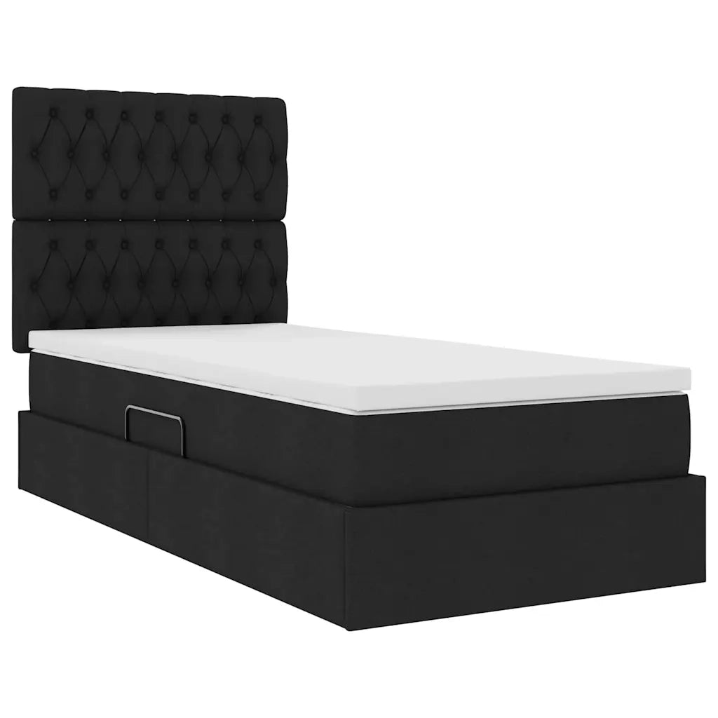 Letto con contenitore e materasso Nero 100 x 200 cm Poliestere