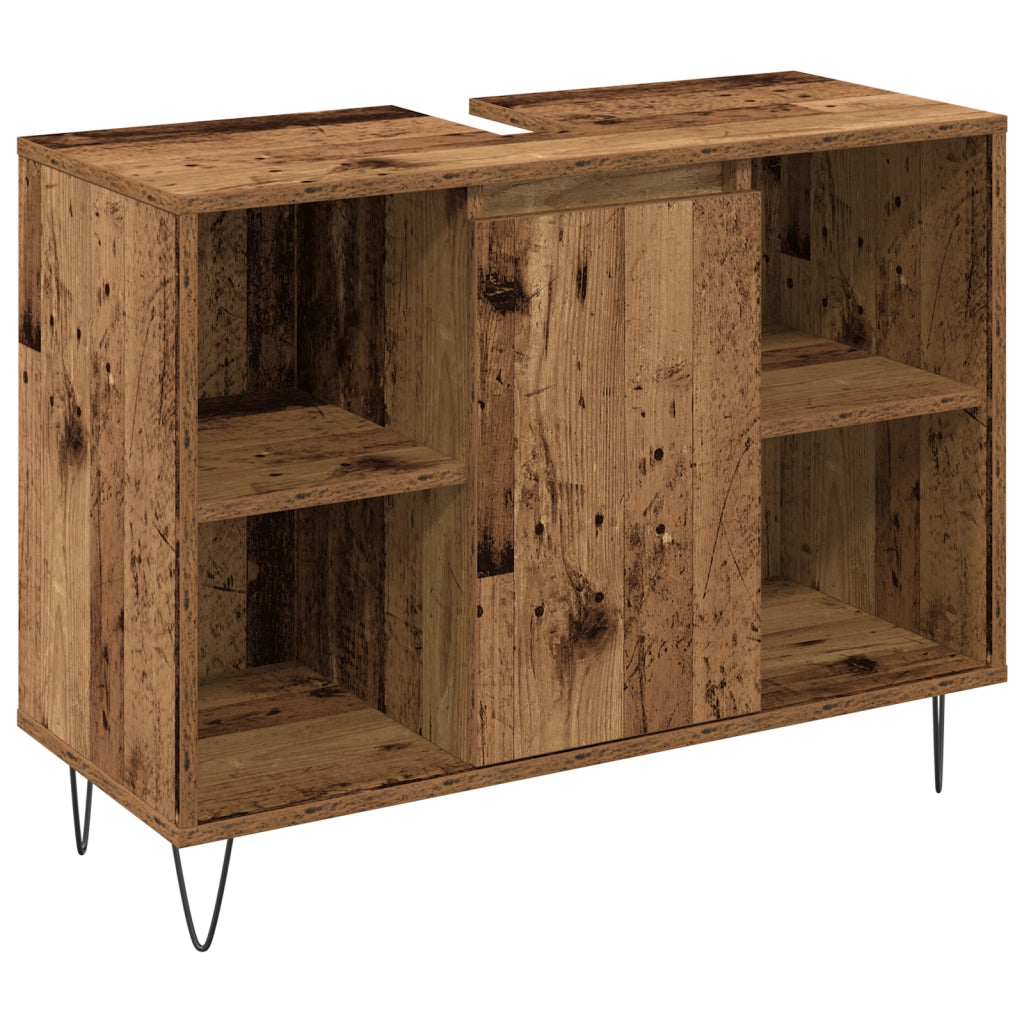 Set di Mobili per Bagno 3 Pezzi Legno Invecchiato Legno Ingegnerizzato