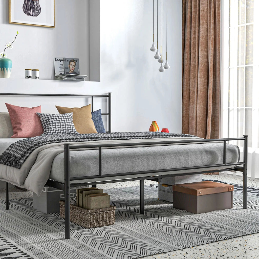 Struttura Letto Matrimoniale 160x200 cm in Acciaio con Doghe Integrate Nero