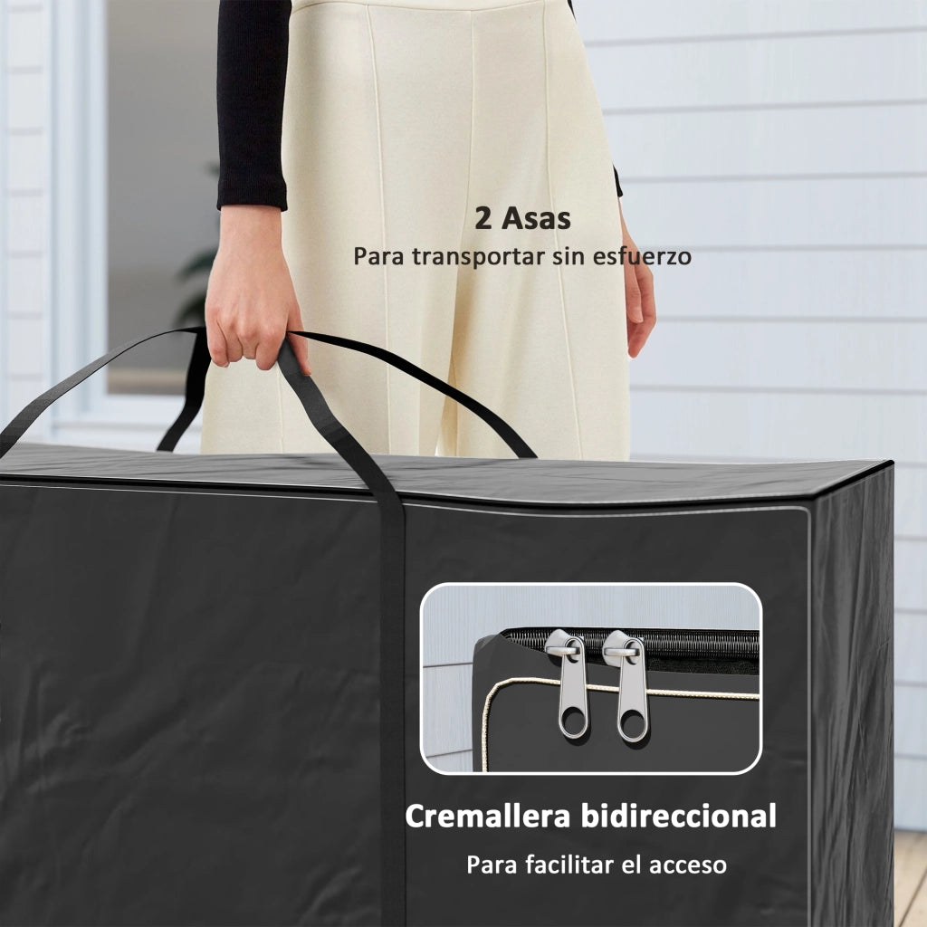 Sacco per Cuscini da Giardino ¨C Zephmum ¨C Nero 125x40x55cm Impermeabile 720L Oxford